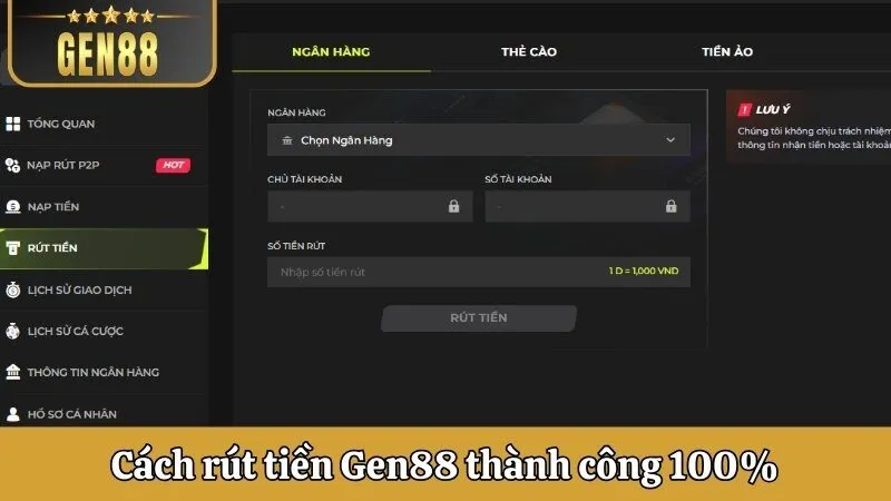 Cách rút tiền Gen88 thành công 100%
