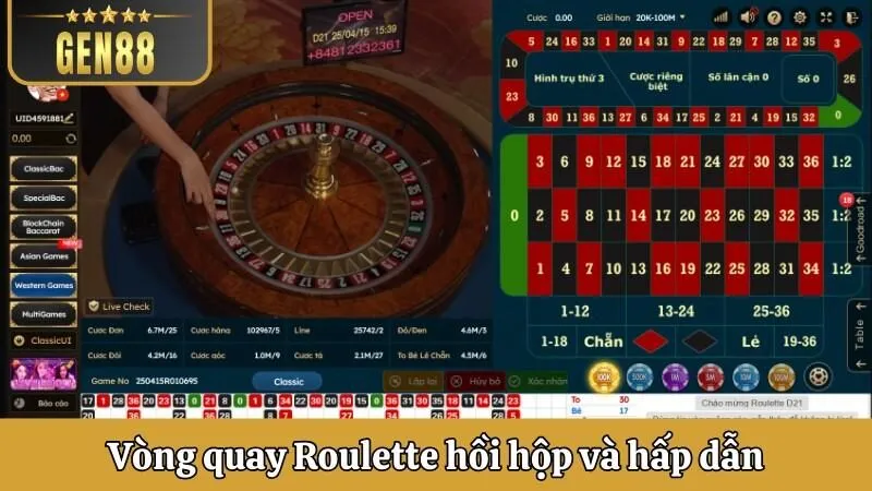 Chơi vòng quay Roulette hấp dẫn nhất thị trường