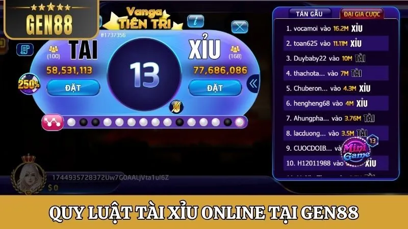 Quy luật mới cập nhật 2025 của Tài Xỉu online Gen88